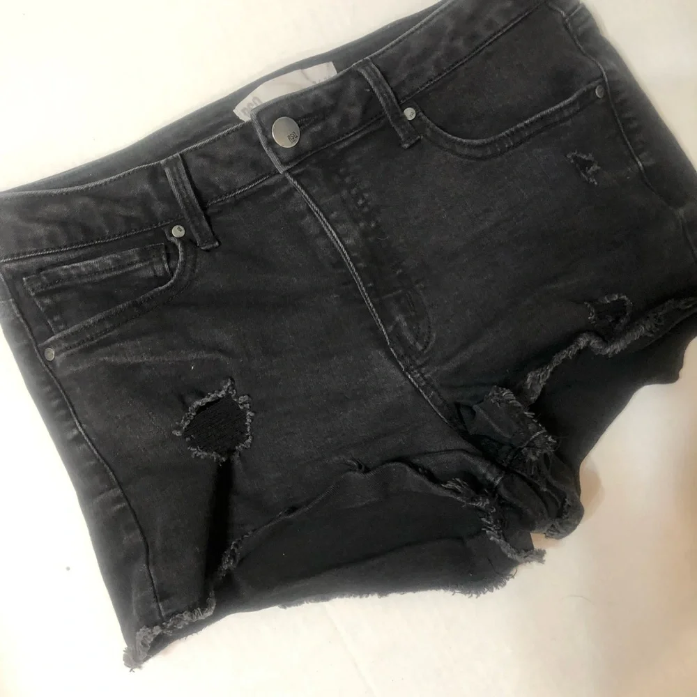 Black Distressed Denim Women's Shorts